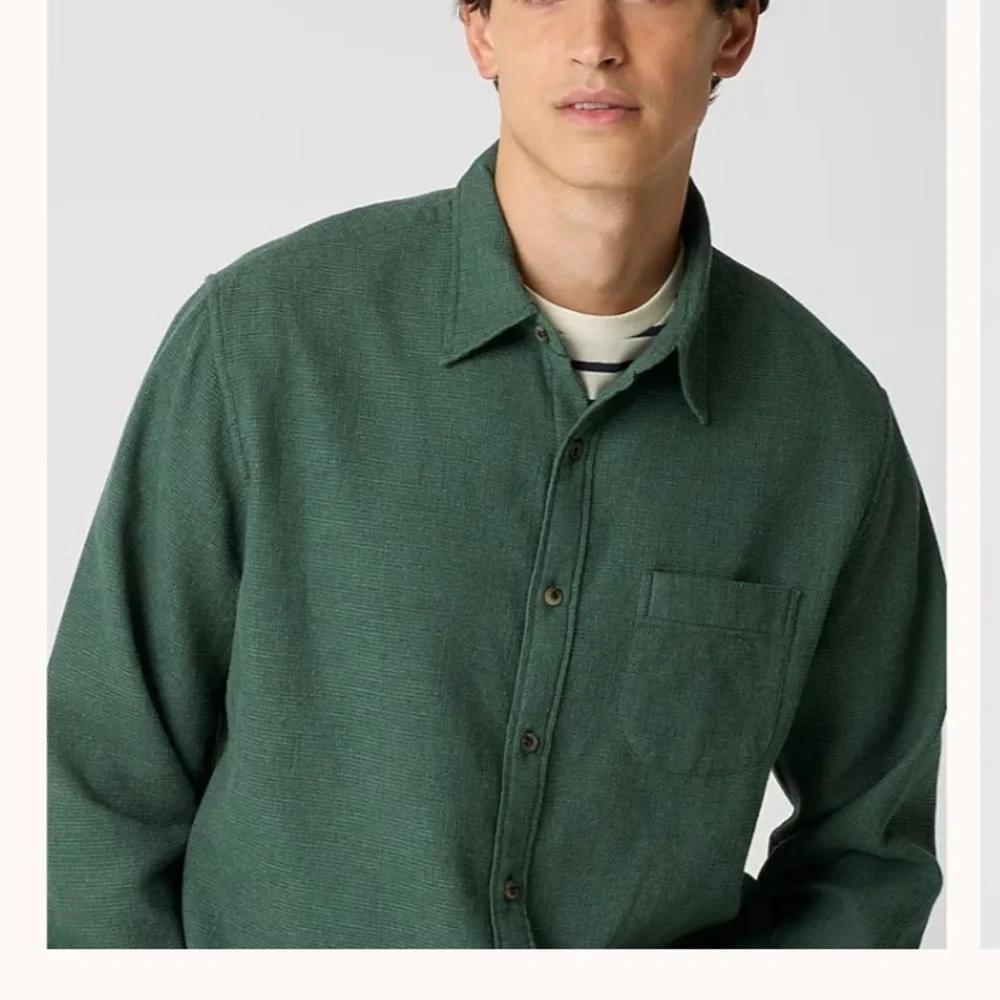 J crew heather sanctuary green Waffle dobby shirt